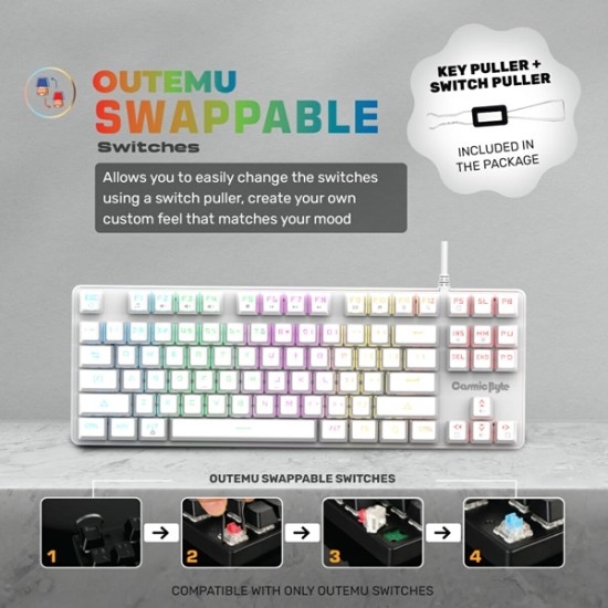 Cosmic Byte CB-GK-37 Firefly White- Red outemu switch Swappable